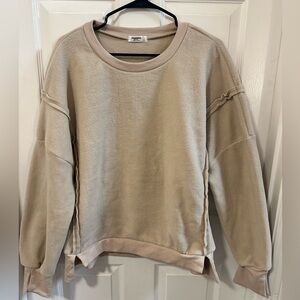 Zeagoo Beige Crew Neck Sweater